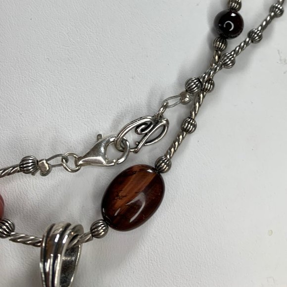 Long vintage sterling silver red tiger eye gem necklace  Carolyn Pollack Vintage Red Tiger Eye 925 Necklace
